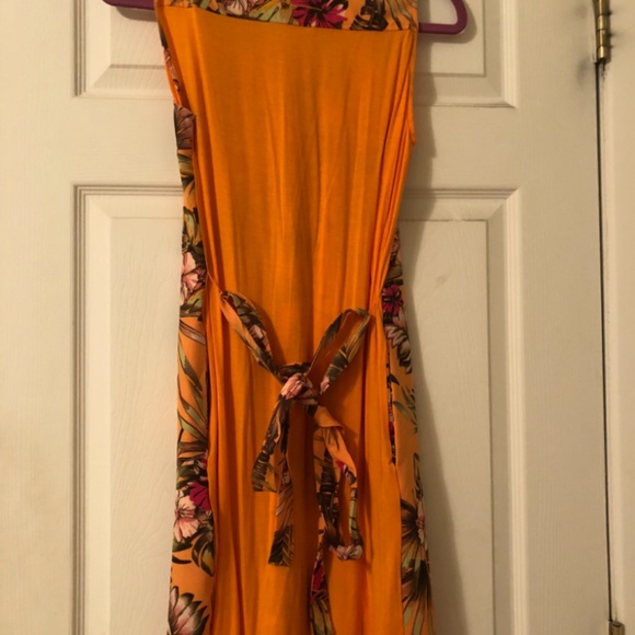 Sale! New New York & Company Orange Floral Dress w/ Front Zipper & Belt - Picture 4 of 4